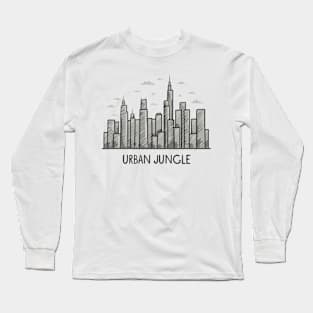 Urban Jungle - Monochrome City Skyline Long Sleeve T-Shirt